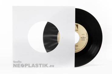 7" Eco Schallplatten Innenhüllen in weiß, 90gr/qm, mit zwei Mittellöchern, gefüttert